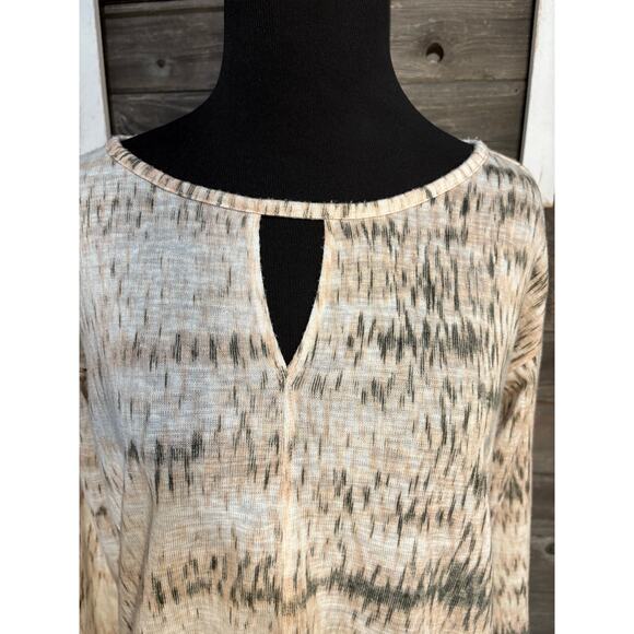 Calvin Klein Jeans thin keyhole beige pullover long sleeve blouse women's size M - Picture 2 of 9